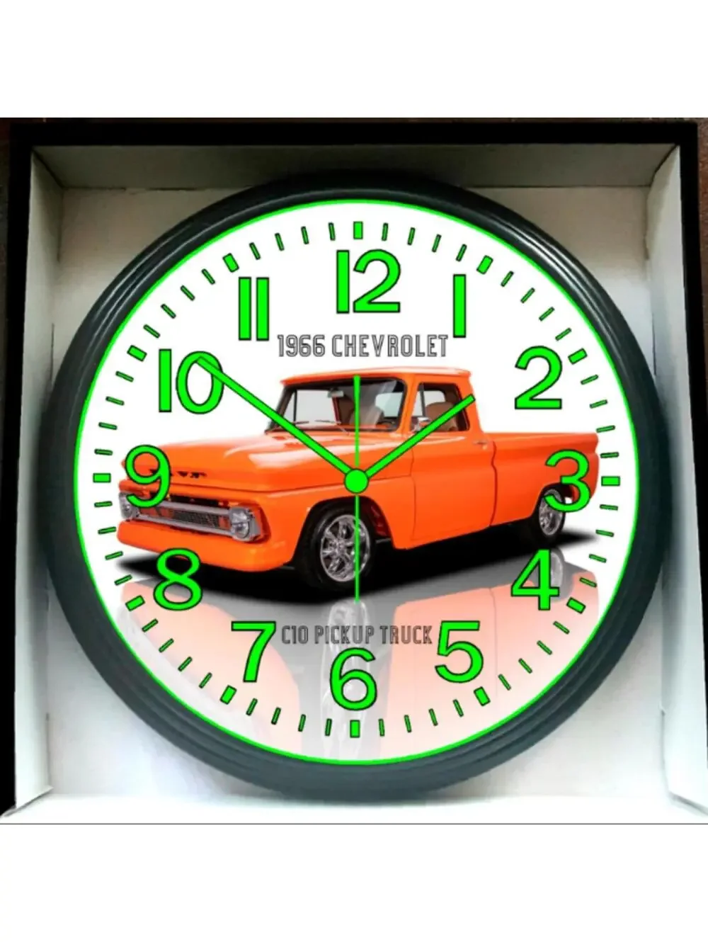 1966 Chevy Chevrolet C10 Pick Up Truck Glow In The Dark Wall Clock New!